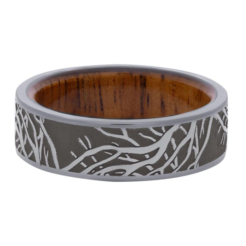 Men&rsquo;s Tree Branch Band in Tantalum and Koa Hardwood, 7MM – Image 1 of 3