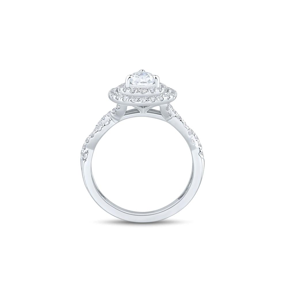 Lab Grown Diamond Pear Halo Engagement Ring in 14K White Gold (1 1/2 ct. tw.) – Image 2 of 3