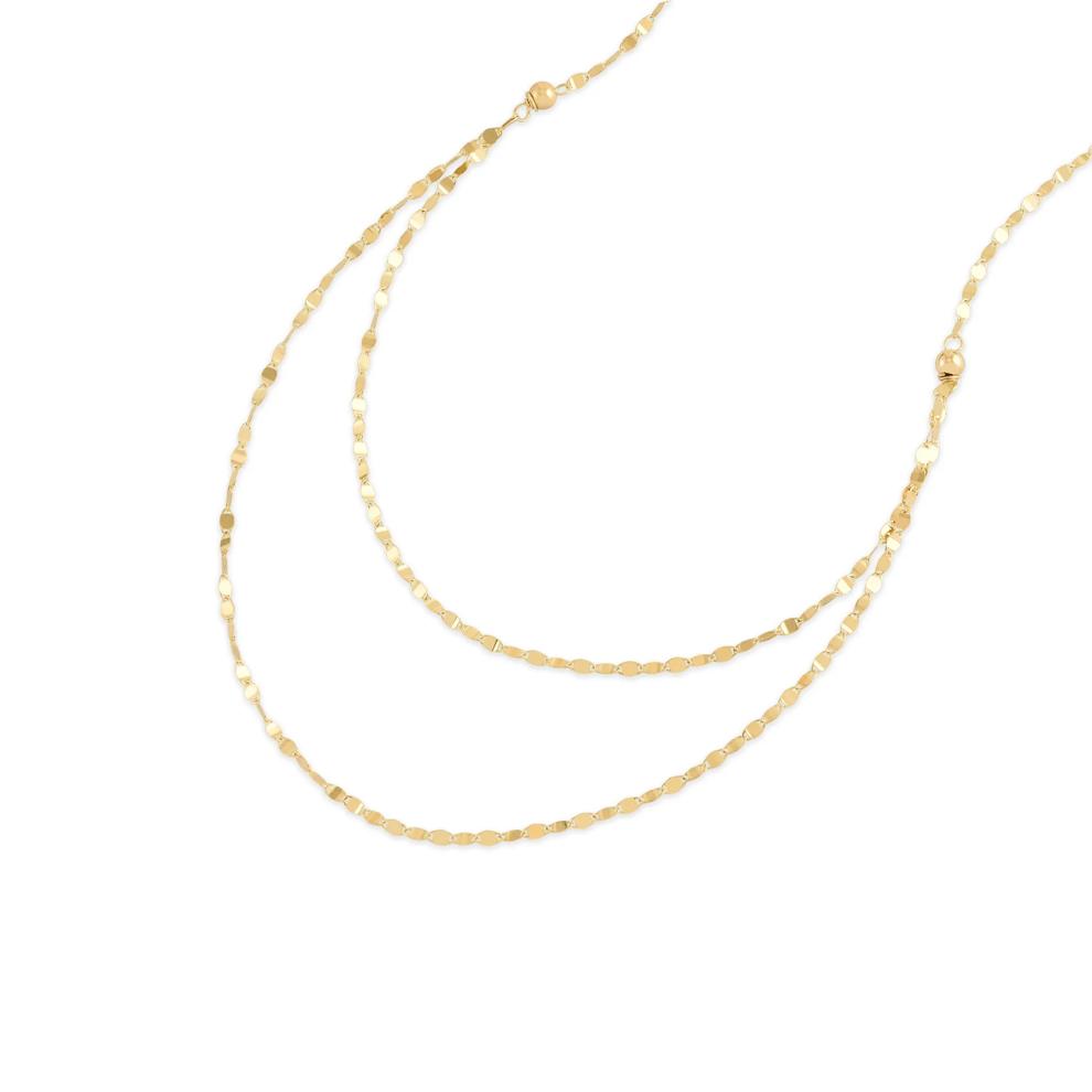 Double Layer Mirror &amp; Beaded Chain in 10K Yellow Gold, 16" – Image 4 of 4