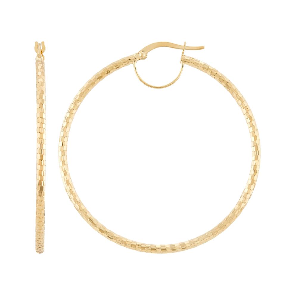 Polished Diamond-Cut Tube Hoop Earrings in 10K Yellow Gold, 44MM – Image 2 of 2