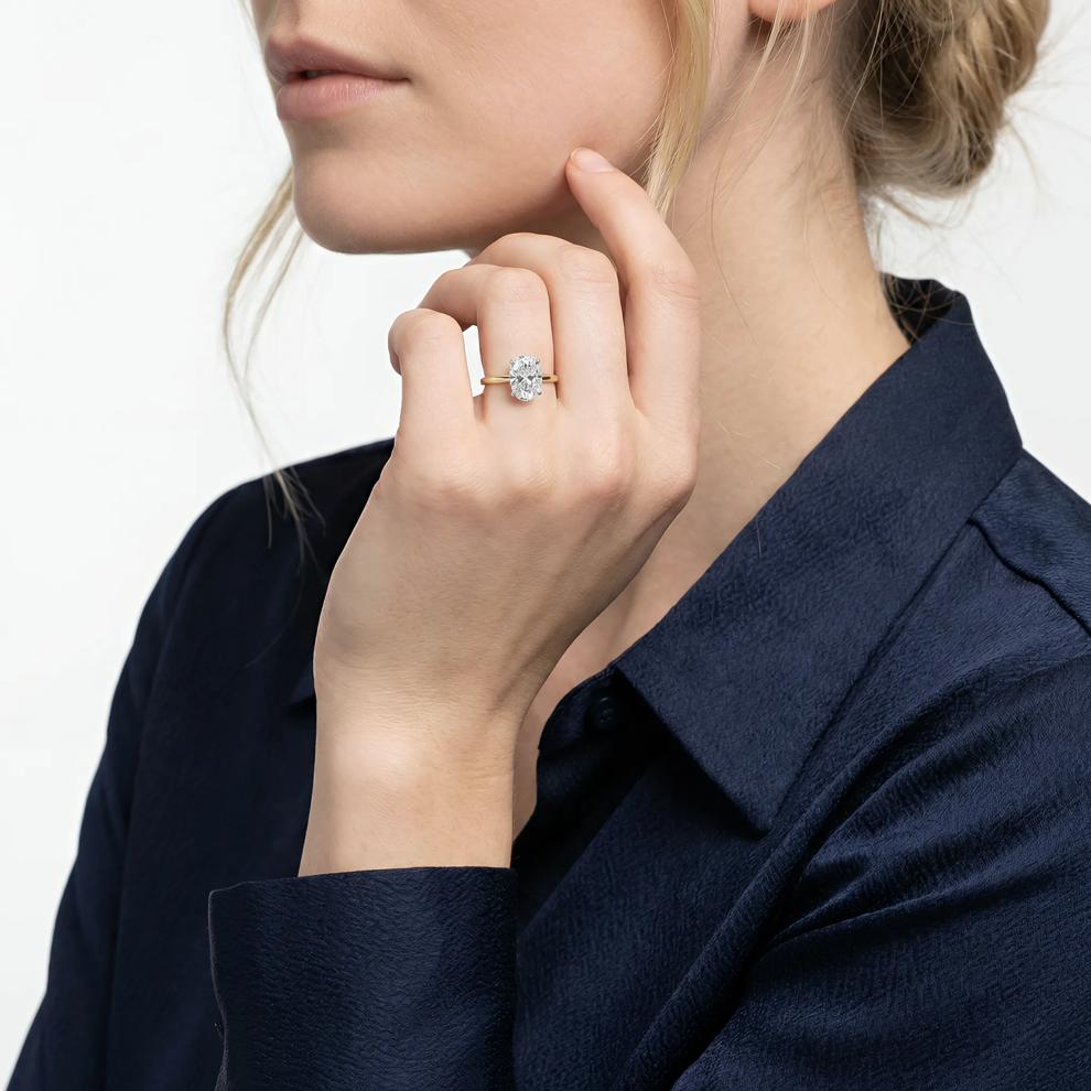 Lab Grown Diamond Oval Solitaire Engagement Ring in 14K Yellow Gold (2 ct.) – Image 5 of 5
