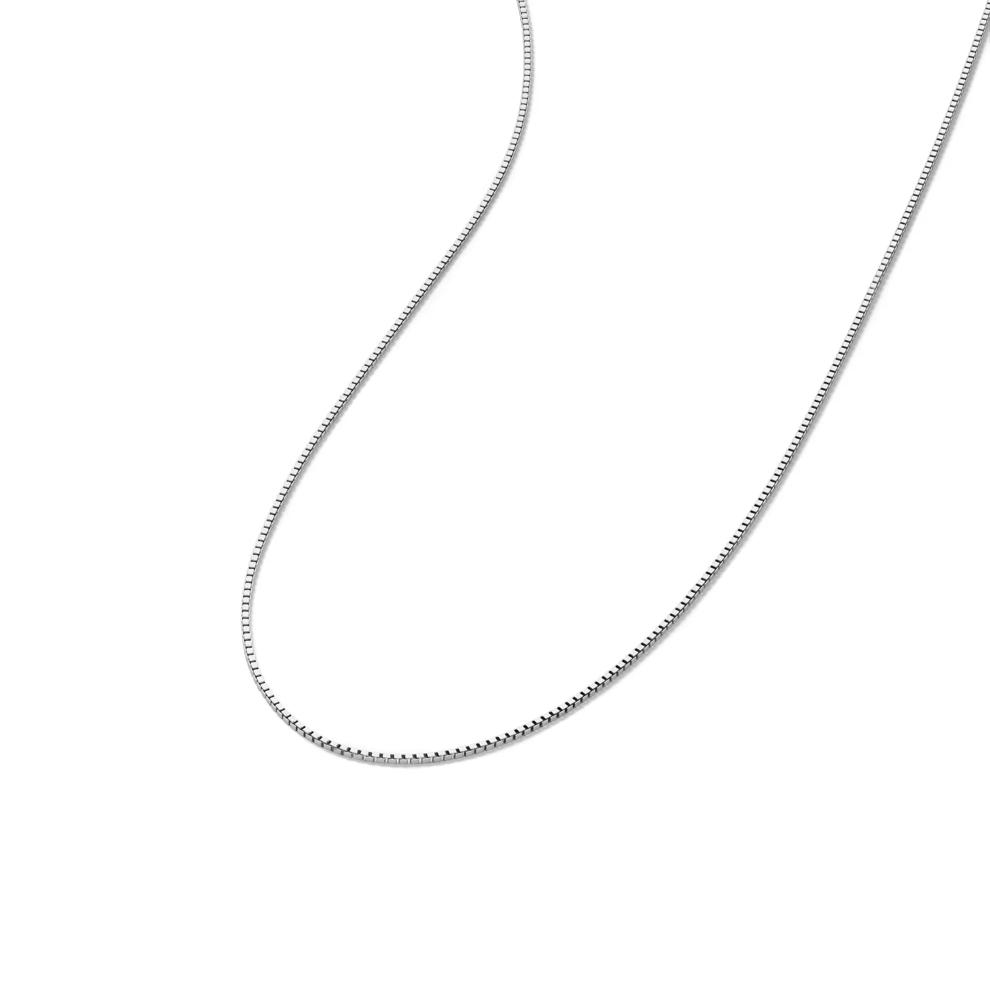 Box Chain Necklace in 10K White Gold, 0.70MM, 18" – Image 4 of 5