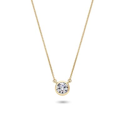 Lab Grown Diamond Bezel-Set Solitaire Pendant in 14K Yellow Gold (1 ct. tw.)