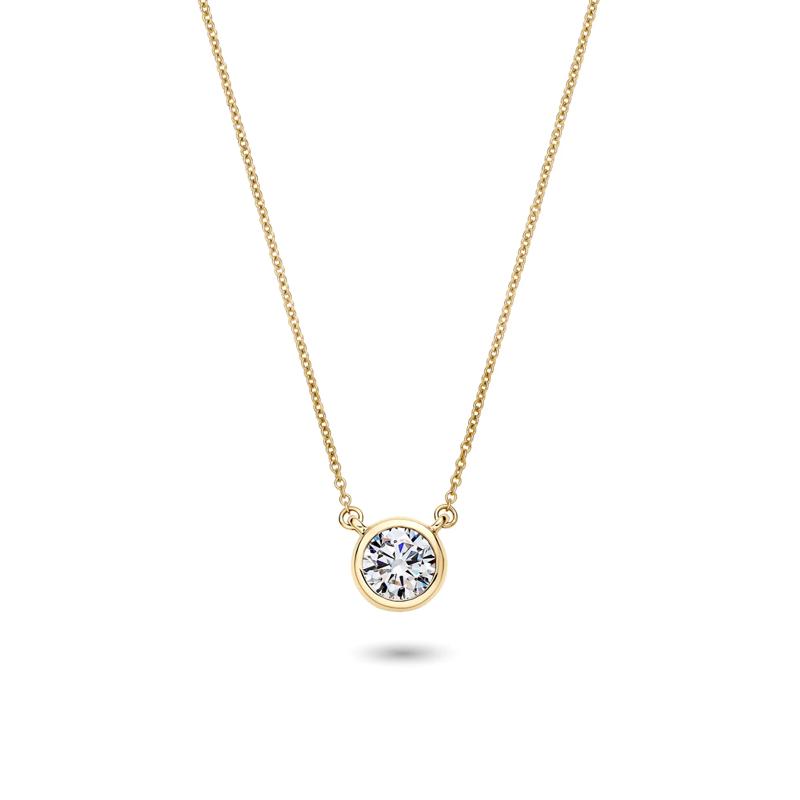 Lab Grown Diamond Bezel-Set Solitaire Pendant in 14K Yellow Gold (1 ct. tw.) – Image 1 of 4