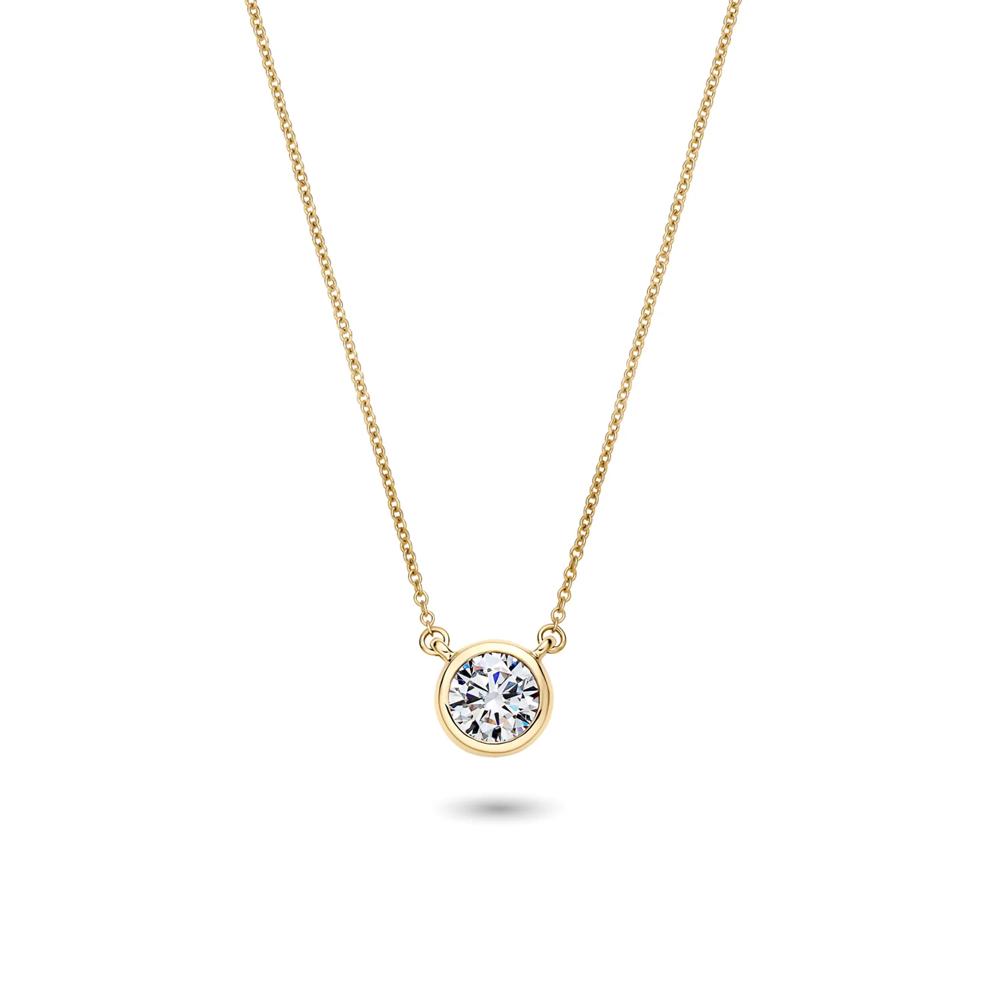 Lab Grown Diamond Bezel-Set Solitaire Pendant in 14K Yellow Gold (1 ct. tw.) – Image 1 of 4