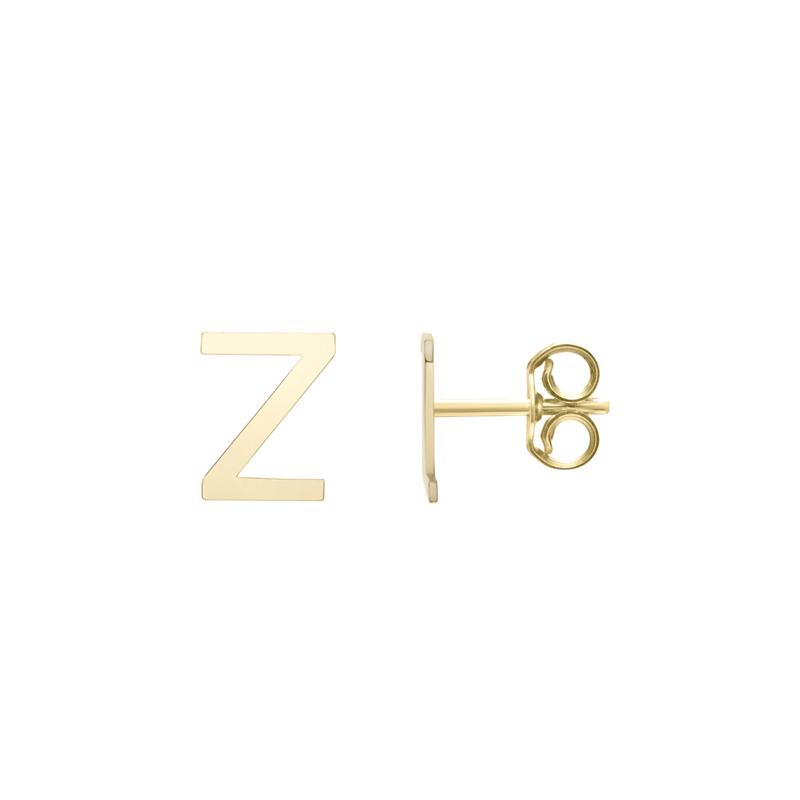Initial Stud Earrings Letter &ldquo;Z&rdquo; in 14K Yellow Gold – Image 1 of 1