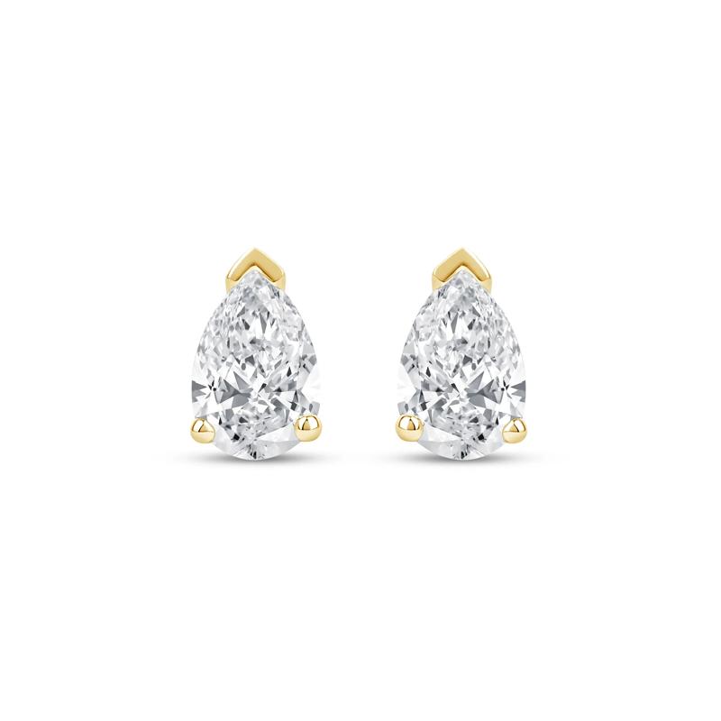 Lab Grown Diamond Pear-Shaped Solitaire Stud Earrings in 14K Yellow Gold (1/2 ct. tw.) – Image 2 of 3