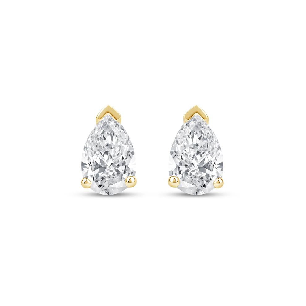 Lab Grown Diamond Pear-Shaped Solitaire Stud Earrings in 14K Yellow Gold (1/2 ct. tw.) – Image 2 of 3