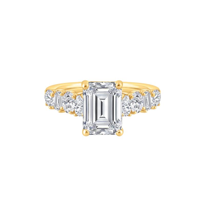 Lab Grown Emerald-Cut Diamond Engagement Ring in 14K Yellow Gold &#40;4 ct. tw.&#41; – Image 1 of 3