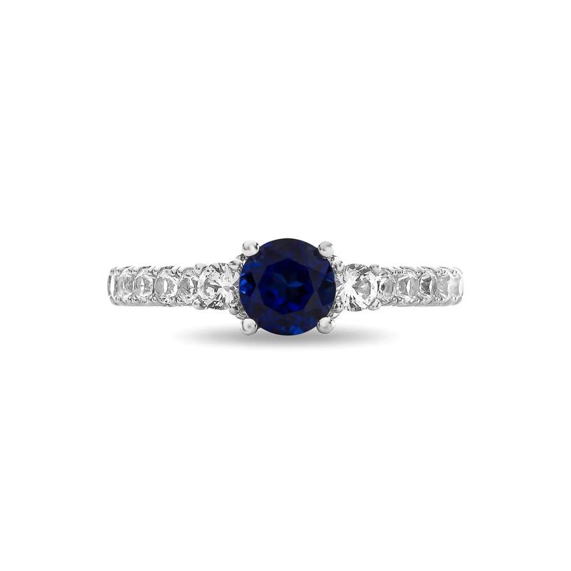 Sapphire &amp; 1/2 ct. tw. Diamond Ring in 14K White Gold – Image 1 of 3