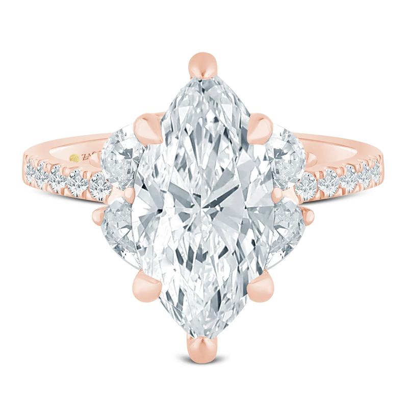 Lab Grown Diamond Marquise Engagement Ring in 14K Rose Gold &#40;3 5/8 ct. tw.&#41; – Image 1 of 3