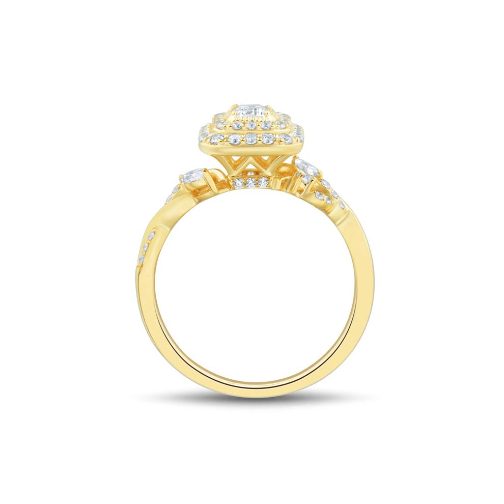Diamond Emerald-Cut Halo Engagement Ring in 10K Yellow Gold (3/4 ct. tw.) – Image 2 of 3