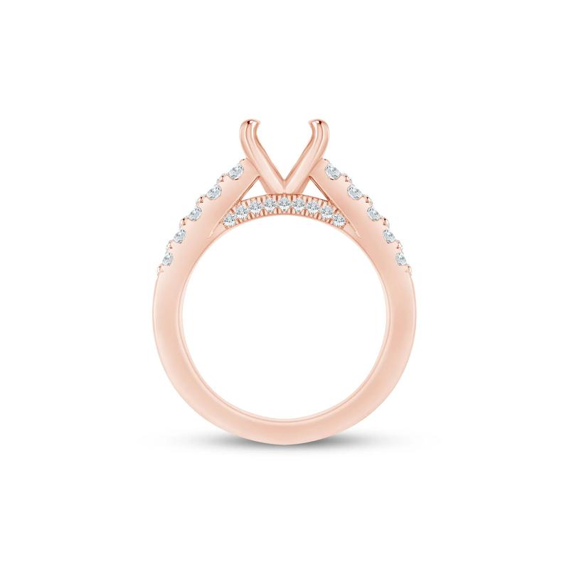 Lab Grown Diamond Double-Row Semi-Mount Ring in 14K Rose Gold &#40;1 ct. tw.&#41; – Image 4 of 6