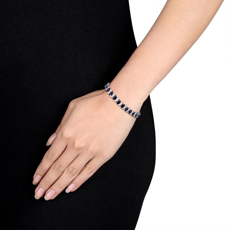 Black Sapphire &amp; Diamond Accent Bracelet in Sterling Silver  – Image 5 of 5