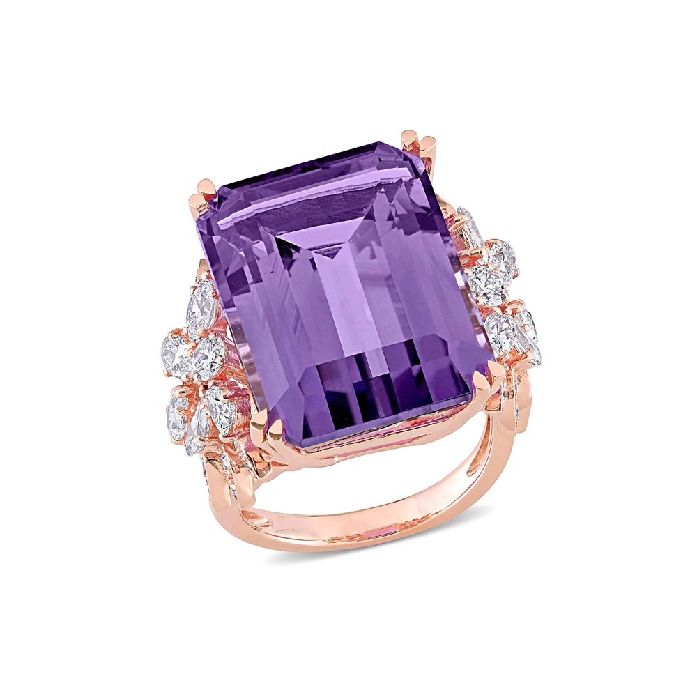 Amethyst and Diamond Ring in 14K Rose Gold (1 3/4 ct. tw.) – Image 4 of 7