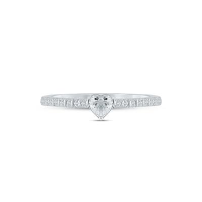 Lab Grown Diamond Heart-Shaped Promise Ring in Sterling Silver (3/8 ct. tw.)