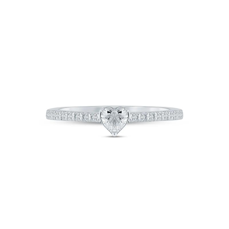 Lab Grown Diamond Heart-Shaped Promise Ring in Sterling Silver &#40;3/8 ct. tw.&#41; – Image 1 of 3