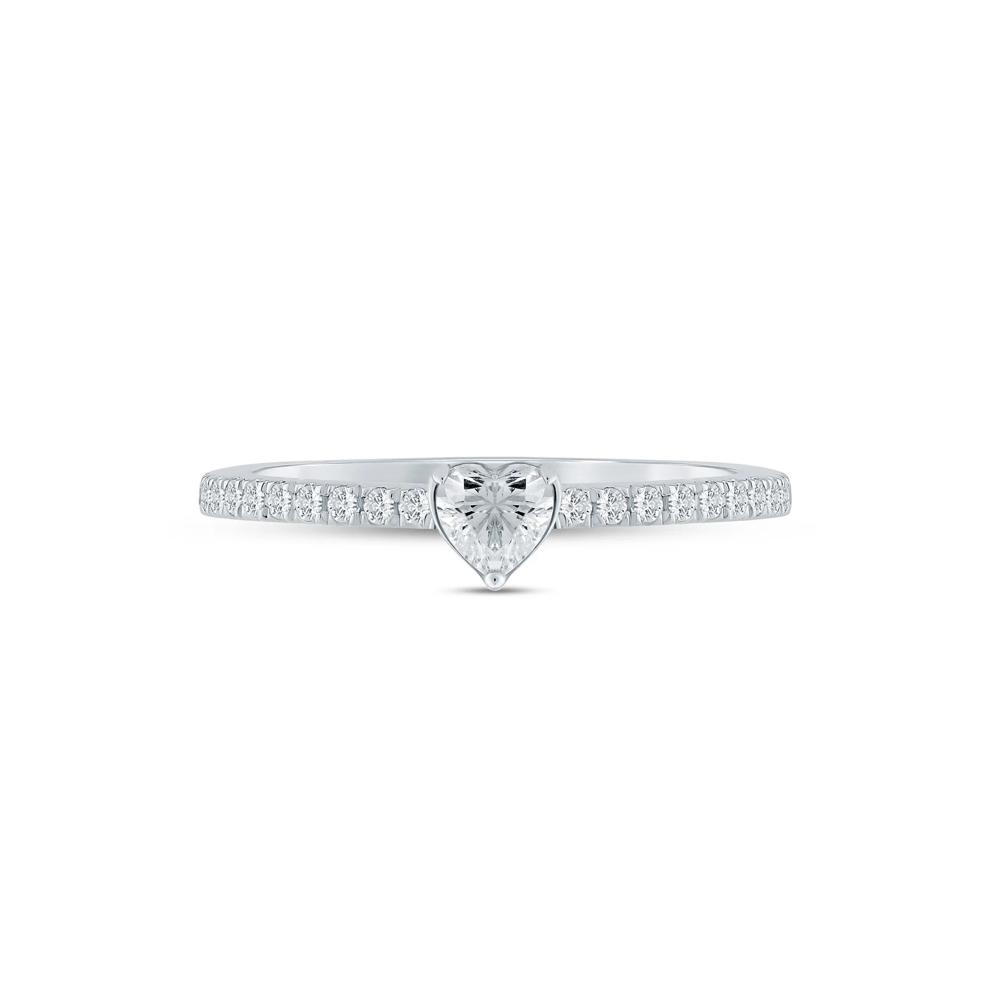 Lab Grown Diamond Heart-Shaped Promise Ring in Sterling Silver (3/8 ct. tw.) – Image 1 of 3