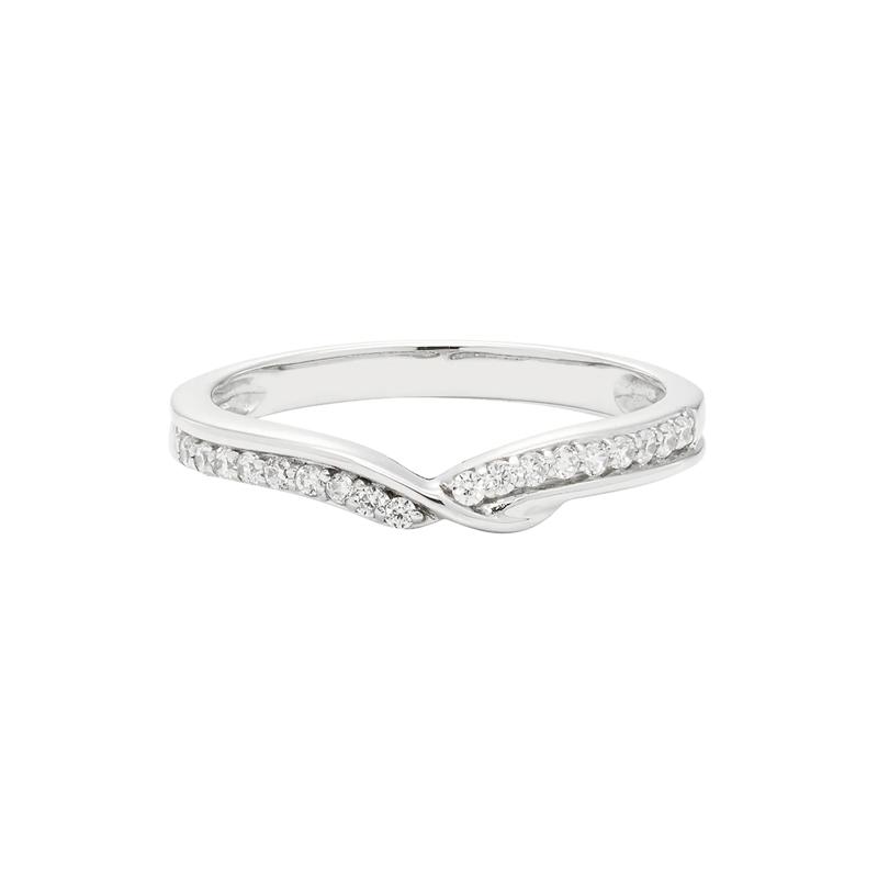 Diamond Contour Wedding Band in 14K White Gold &#40;1/7 ct. tw.&#41; – Image 1 of 3