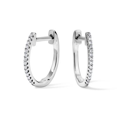 Diamond Oval Hoop Earrings in 10K White Gold (1/10 ct. tw.)