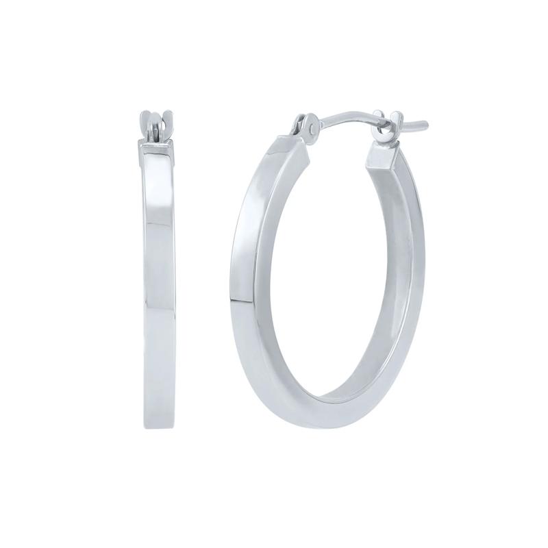 Polished Hoop Earrings in 14K White Gold, 20MM – Image 1 of 2