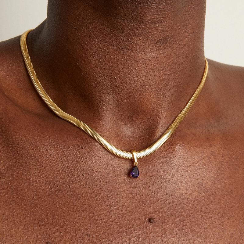 Amethyst Pear-Shaped Clip-On Pendant in Vermeil – Image 4 of 6