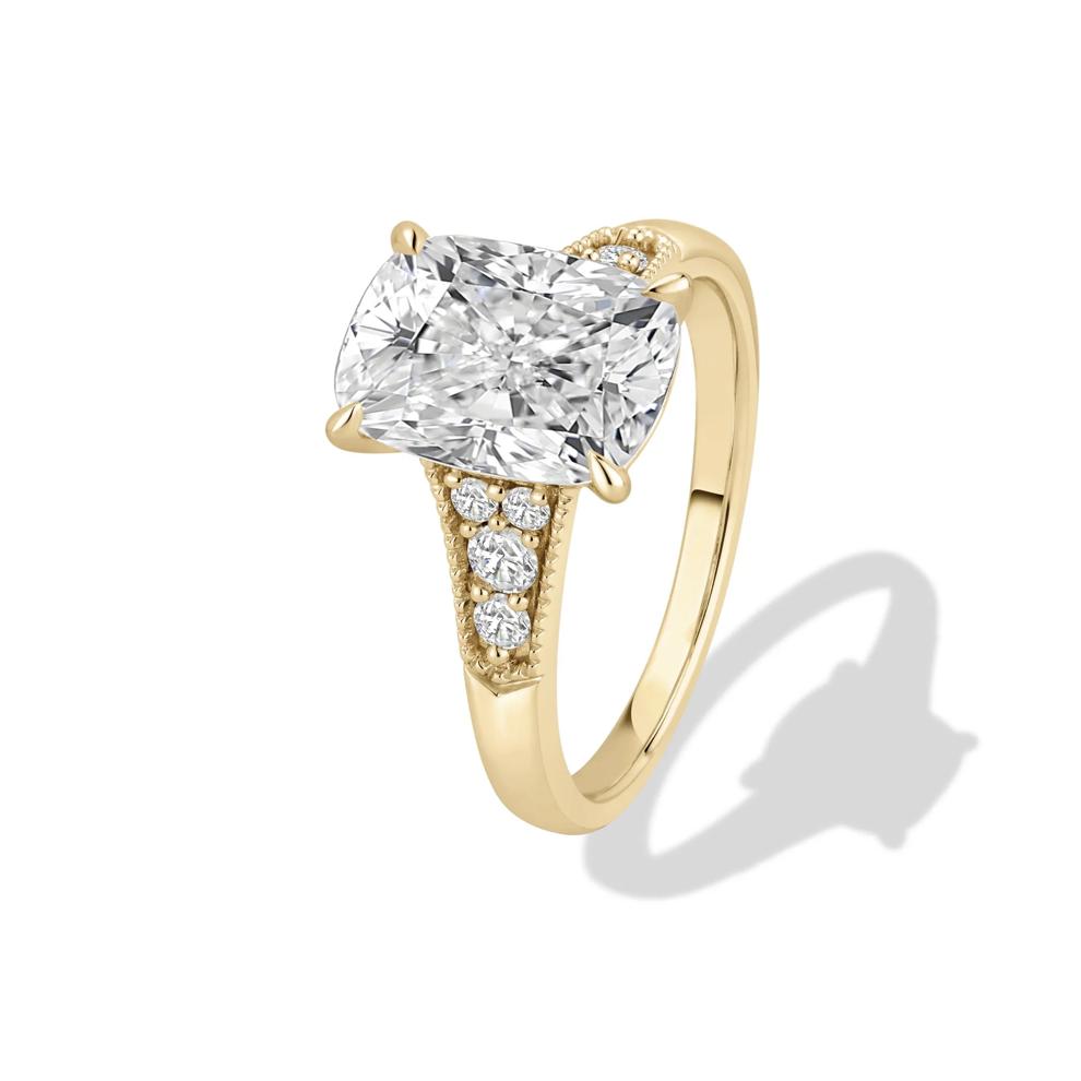 Lab Grown Diamond Elongated Cushion Engagement Ring in 14K Yellow Gold (4 1/4 ct. tw.) – Image 4 of 4