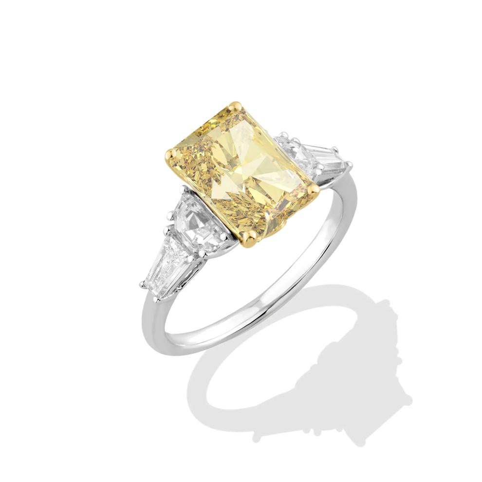 Lab Grown Diamond Yellow Radiant Center Engagement Ring in 14K White Gold (4 ct. tw.) – Image 4 of 4