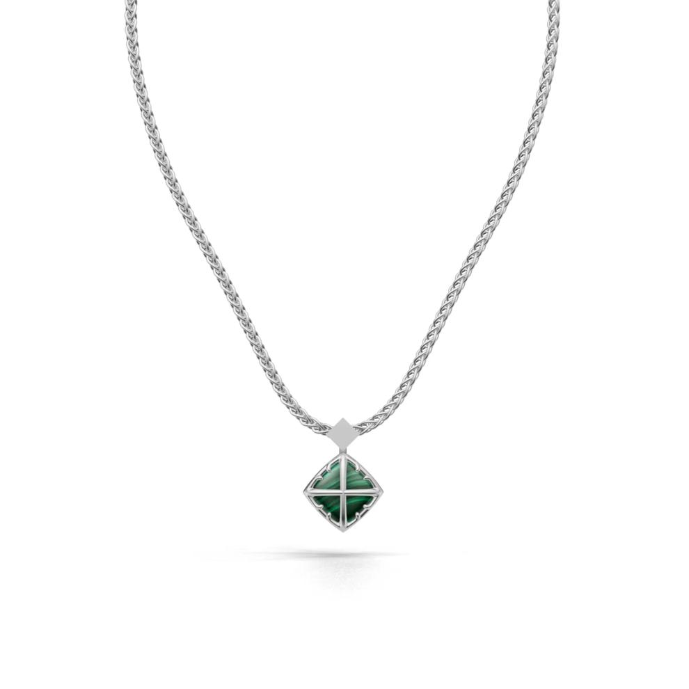 Men's Malachite Diamond-Shaped Arrow Design Pendant Necklace in Sterling Silver – Image 1 of 4
