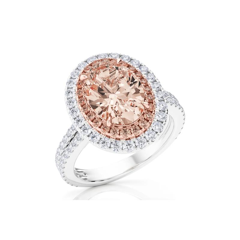 Lab Grown Pink Diamond Halo Engagement Ring in 14K White and Rose Gold &#40;3  5/8 ct. tw.&#41; – Image 5 of 5
