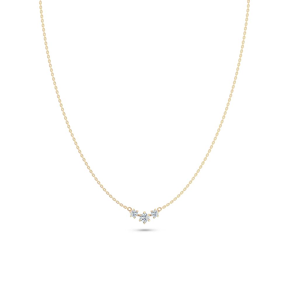 Lab Grown Diamond Three-Stone Pendant Necklace in 14K Yellow Gold (1 ct. tw.) – Image 1 of 4