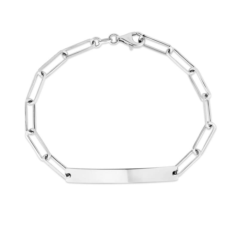 Engravable ID Wide Paperclip Link Bracelet in Sterling Silver – Image 1 of 2