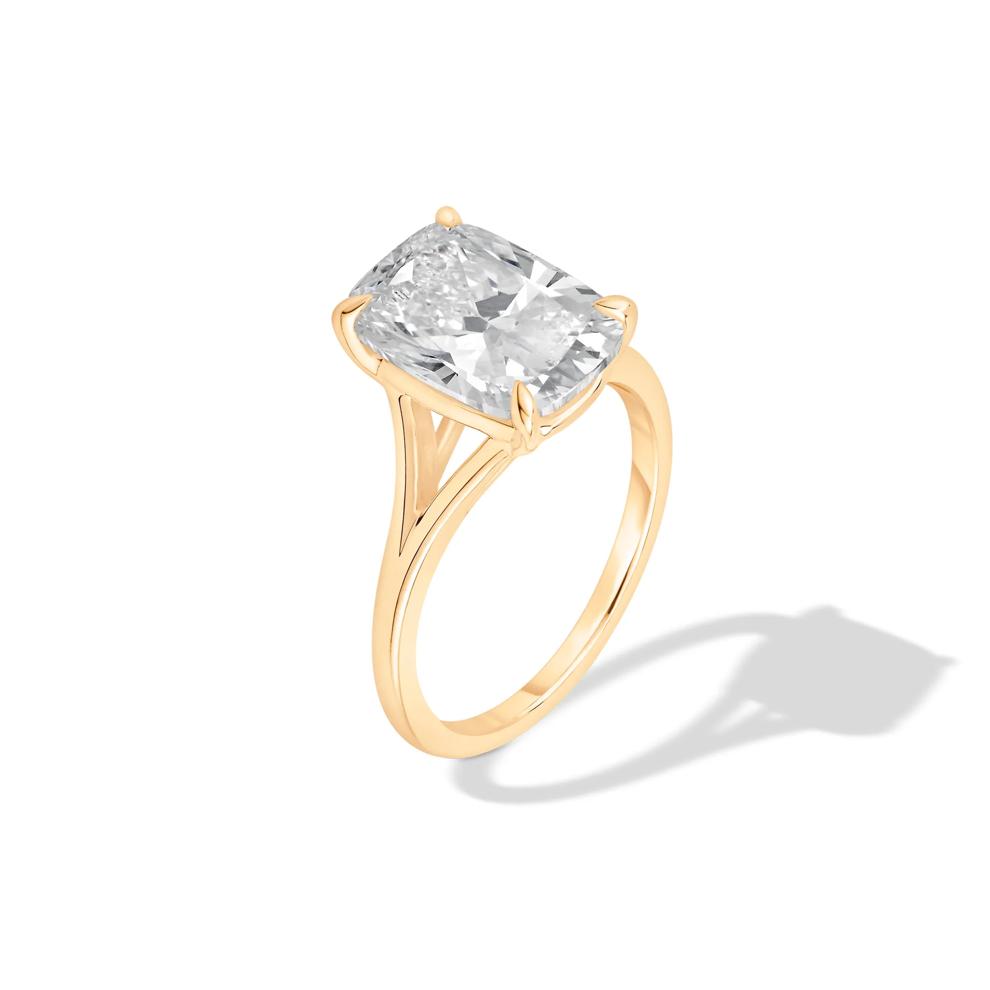 Lab Grown Diamond Elongated Cushion Solitaire Engagement Ring in 14K Yellow Gold (5 ct.) – Image 4 of 4
