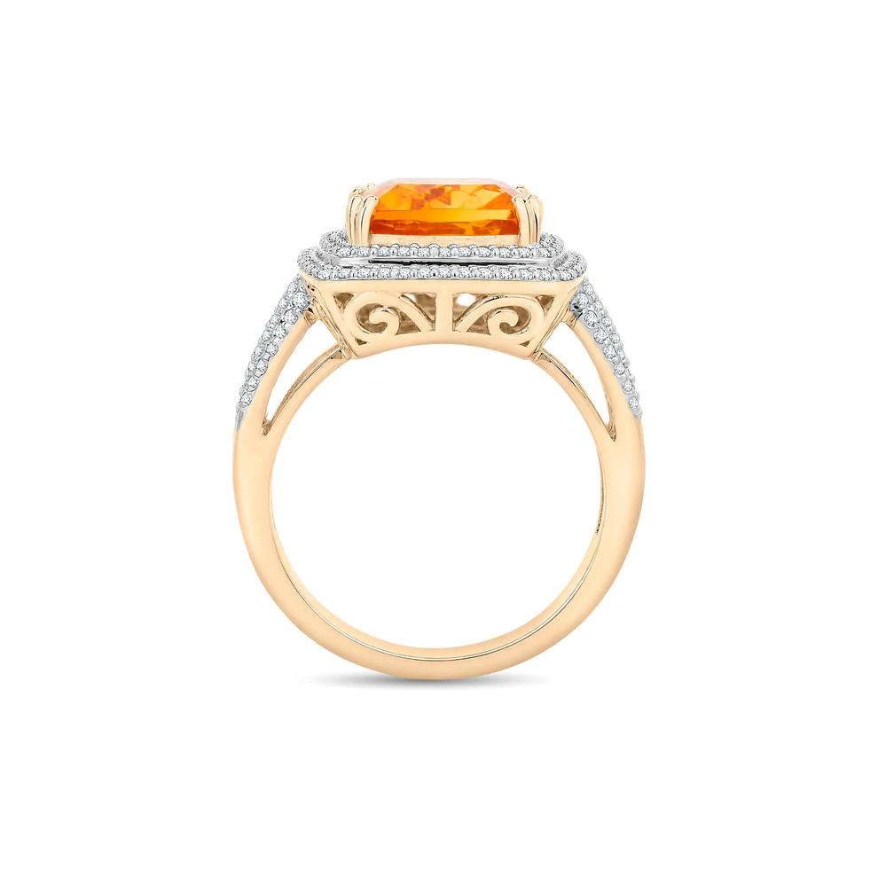 Citrine &amp; Diamond Double Halo Ring in 10K Yellow Gold (1/3 ct. tw.) – Image 2 of 4