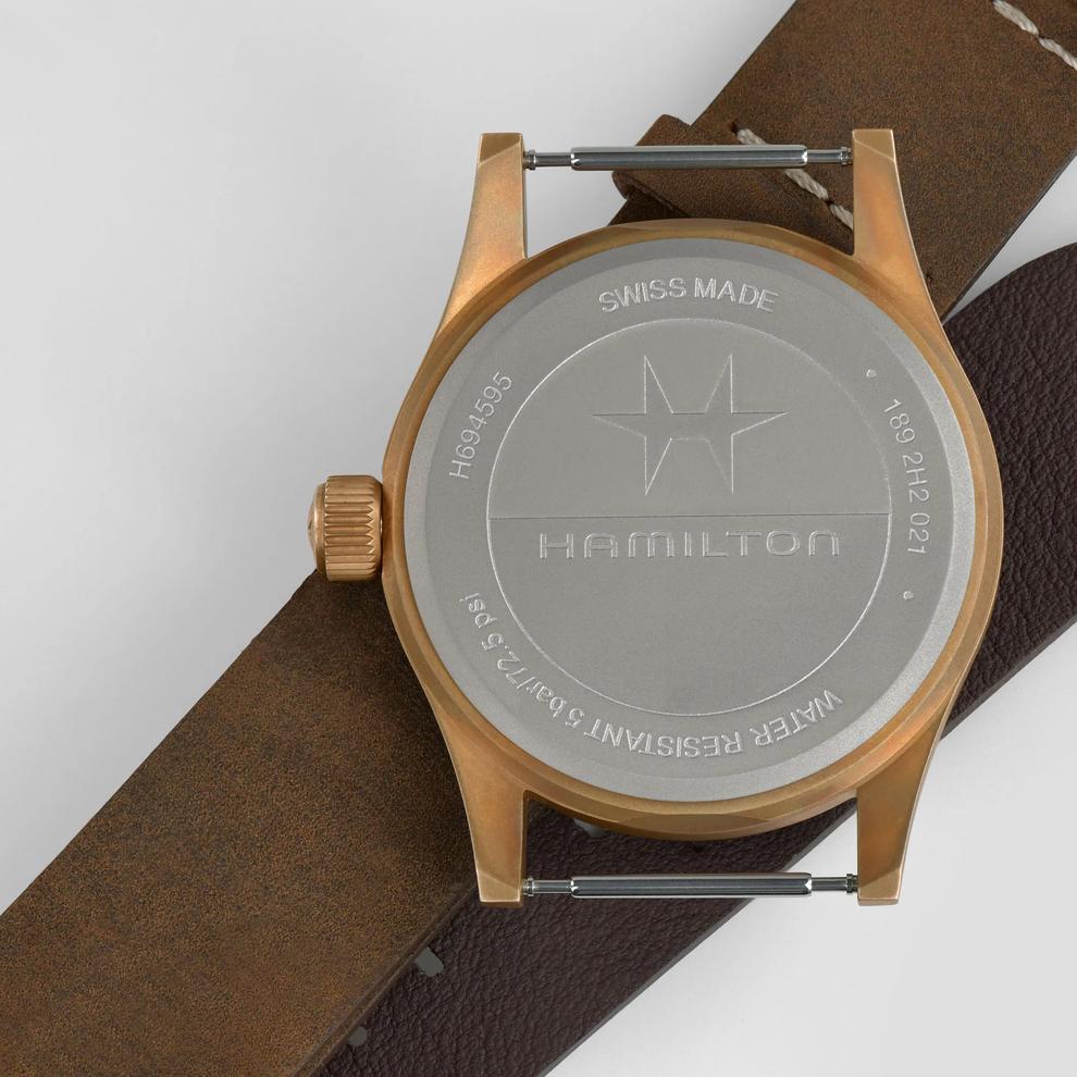 Khaki Field Mechanical Bronze Watch with Brown Leather Strap – Image 2 of 3