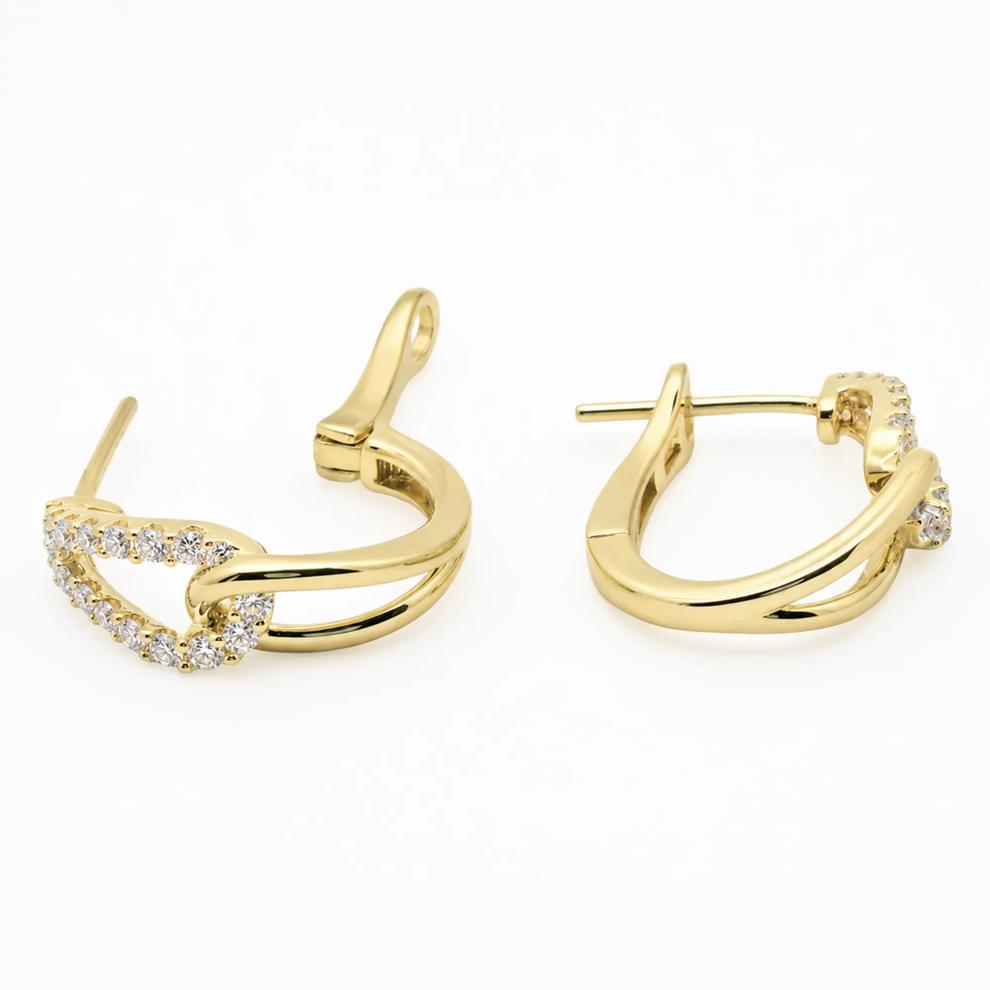 Diamond Hoop Earrings in 10K Yellow Gold (1/4 ct. tw.) – Image 2 of 2