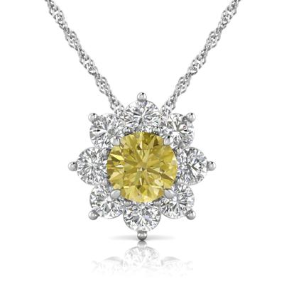 Lab Grown Diamond Yellow Center Starburst Pendant in 14K White Gold (1 1/2 ct. tw.)