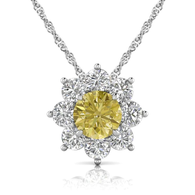 Lab Grown Diamond Yellow Center Starburst Pendant in 14K White Gold (1 1/2 ct. tw.) – Image 1 of 3