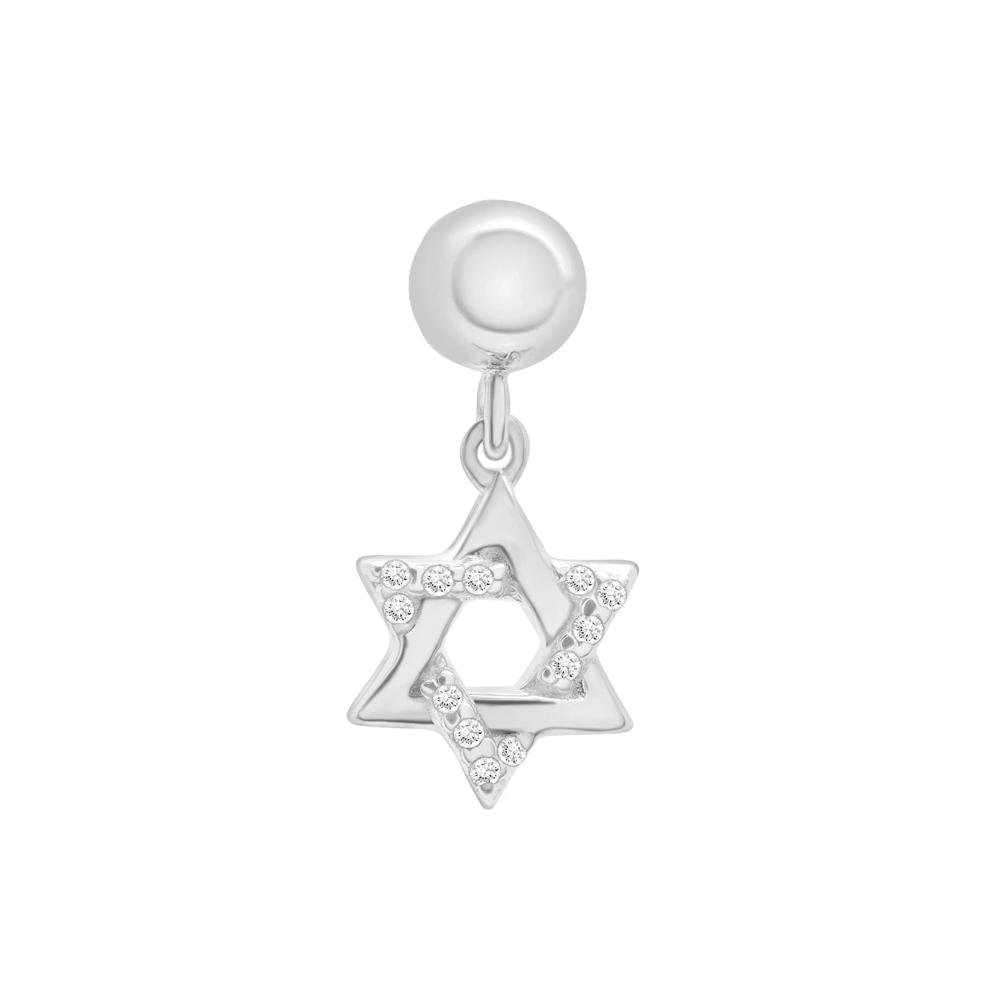 Diamond Accent Star of David Bead Charm in Sterling Silver – Image 1 of 3