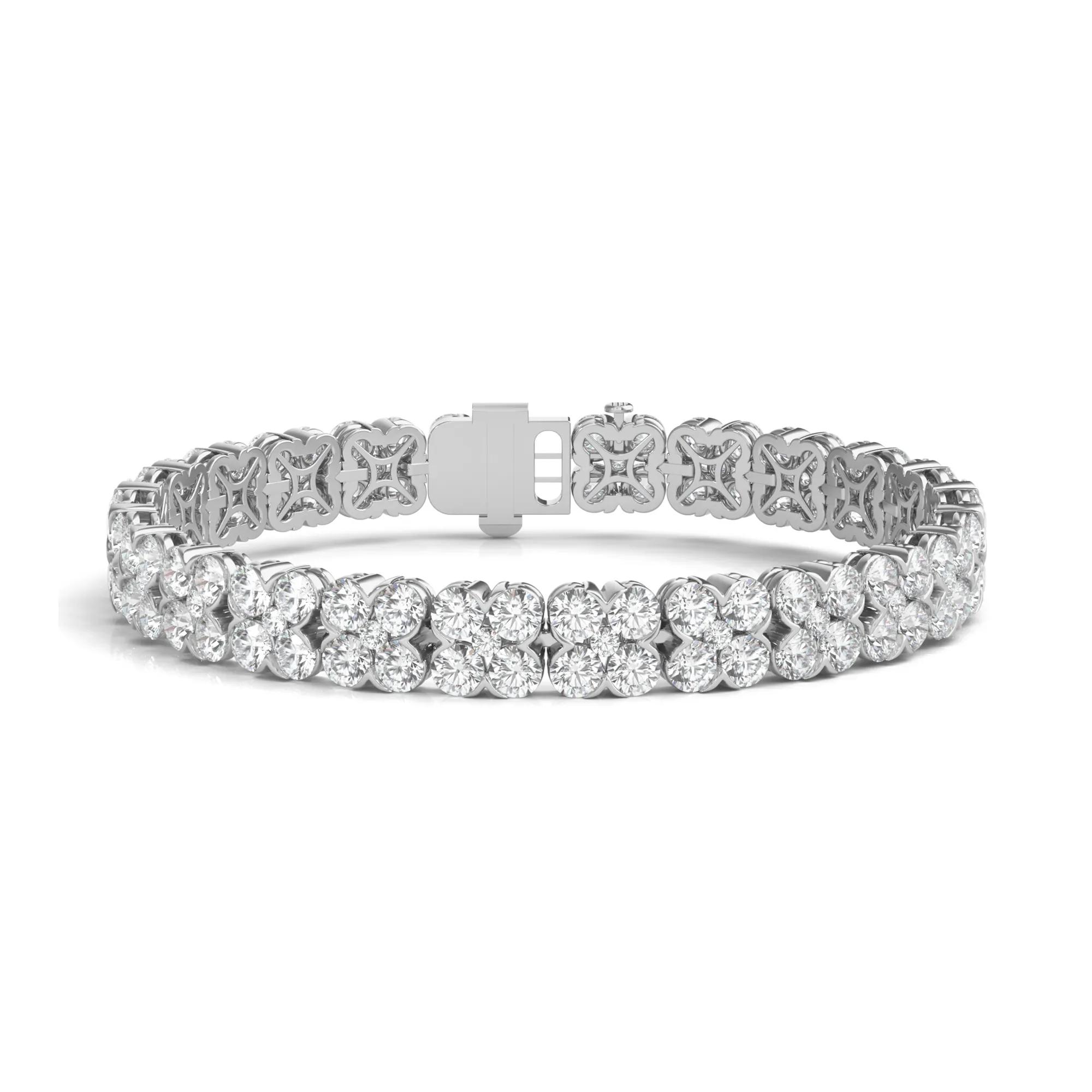 Four-Leaf Clover Diamond Bracelet in 14K White Gold