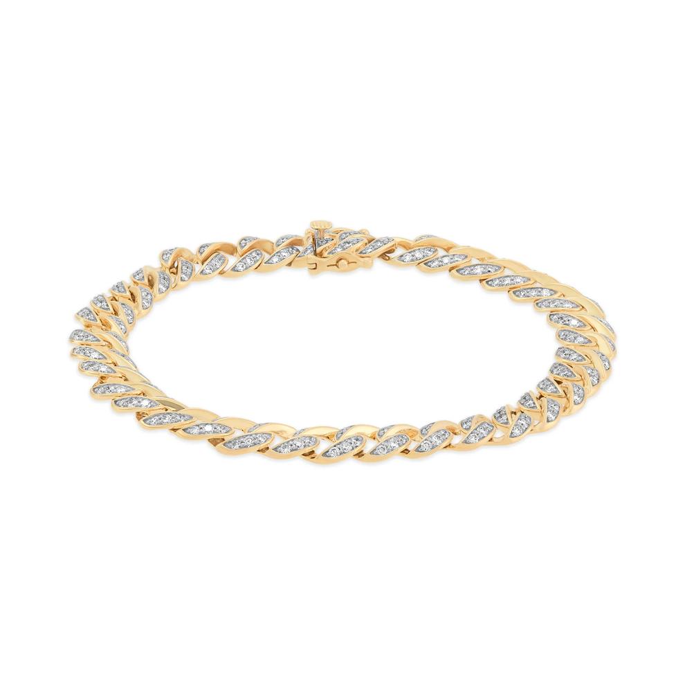 Men's Lab Grown Diamond Cuban Bracelet in 10K Yellow Gold, 8.25" (3 ct. tw.) – Image 1 of 2