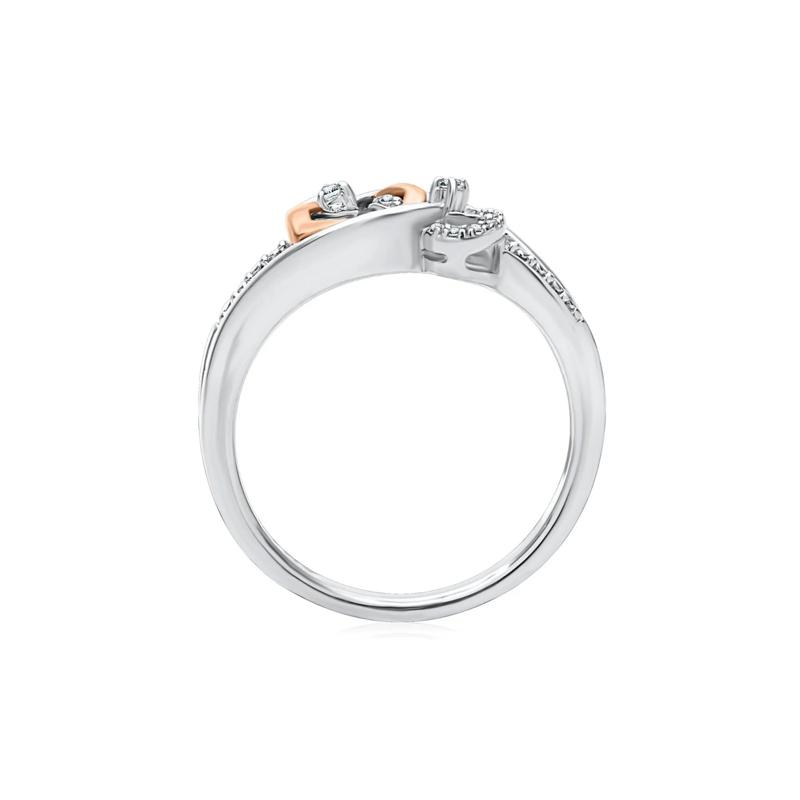Diamond Double Heart Promise Ring in Sterling Silver &amp; 10K Rose Gold – Image 2 of 4