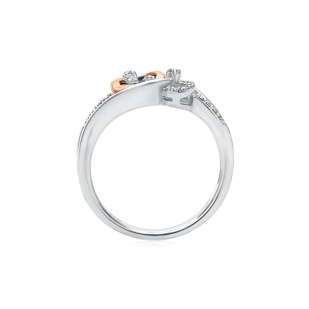 Diamond Double Heart Promise Ring in Sterling Silver &amp; 10K Rose Gold – Image 2 of 4