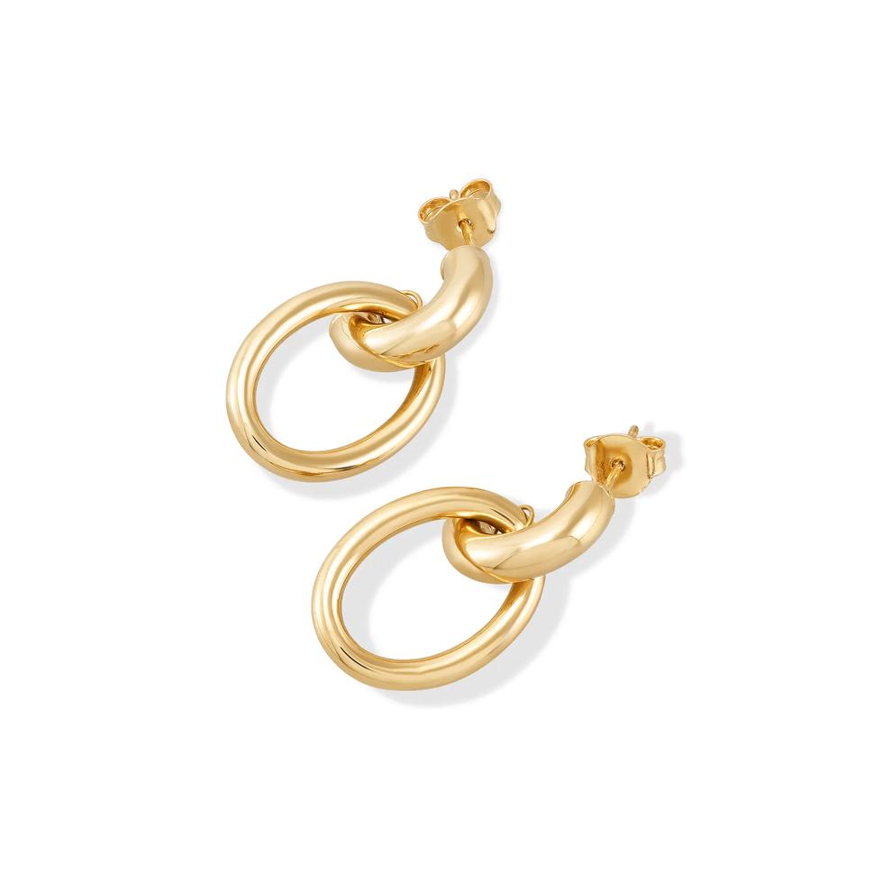 Oval J-Hoop Drop Earrings in 14K Yellow Gold, 24x13.5mm – Image 2 of 2