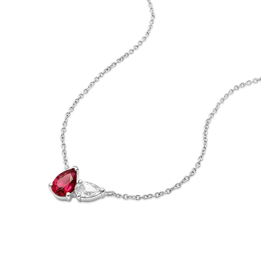 Lab-Created Ruby &amp; Lab-Created White Sapphire Pendant &amp; Earrings Boxed Set in Sterling Silver – Image 7 of 7