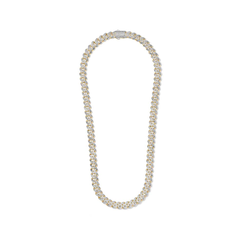 Miami Cuban Diamond-Cut Chain Necklace in 14K White and Yellow Gold, 9.5MM, 22" – Image 3 of 4