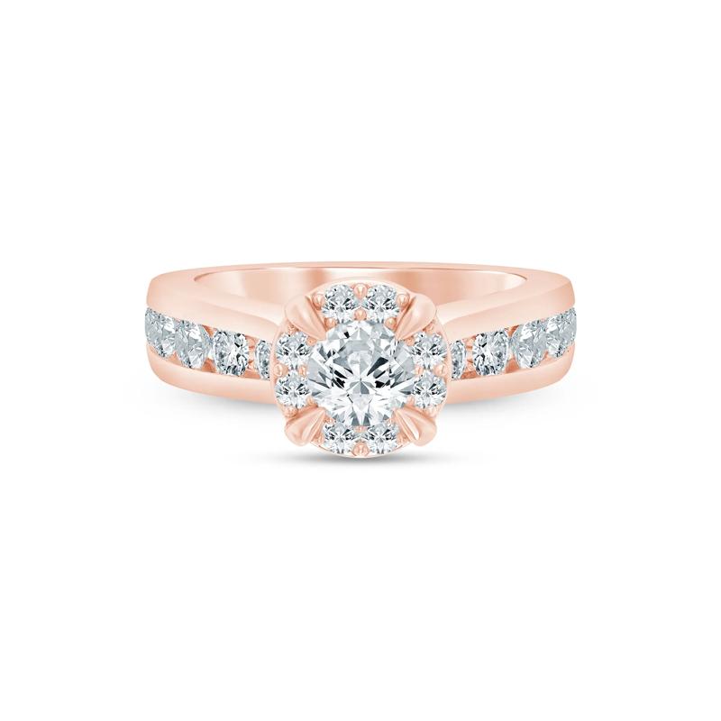 Round Diamond Engagement Ring with Channel-Set Diamond Band in 14K Rose Gold &#40;2 ct. tw.&#41; – Image 1 of 3