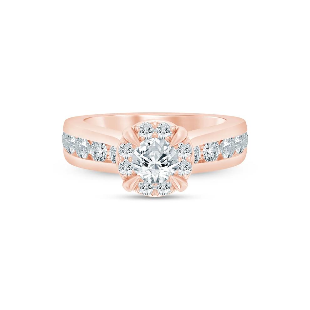 Round Diamond Engagement Ring with Channel-Set Diamond Band in 14K Rose Gold (2 ct. tw.) – Image 1 of 3