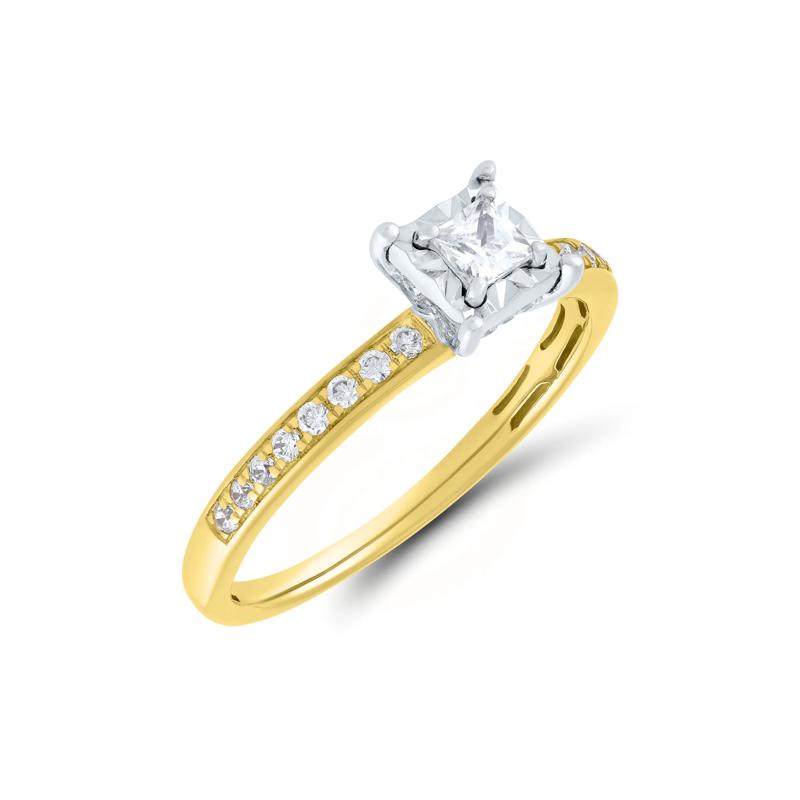 1/2 ct. tw. Princess-Cut Diamond Engagement Set in 14K Yellow Gold – Image 4 of 5