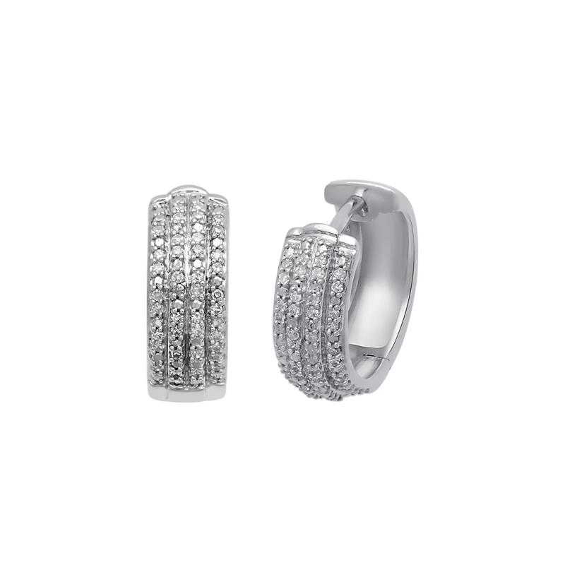 1/8 ct. tw. Diamond Hoop Earrings in Sterling Silver – Image 1 of 1